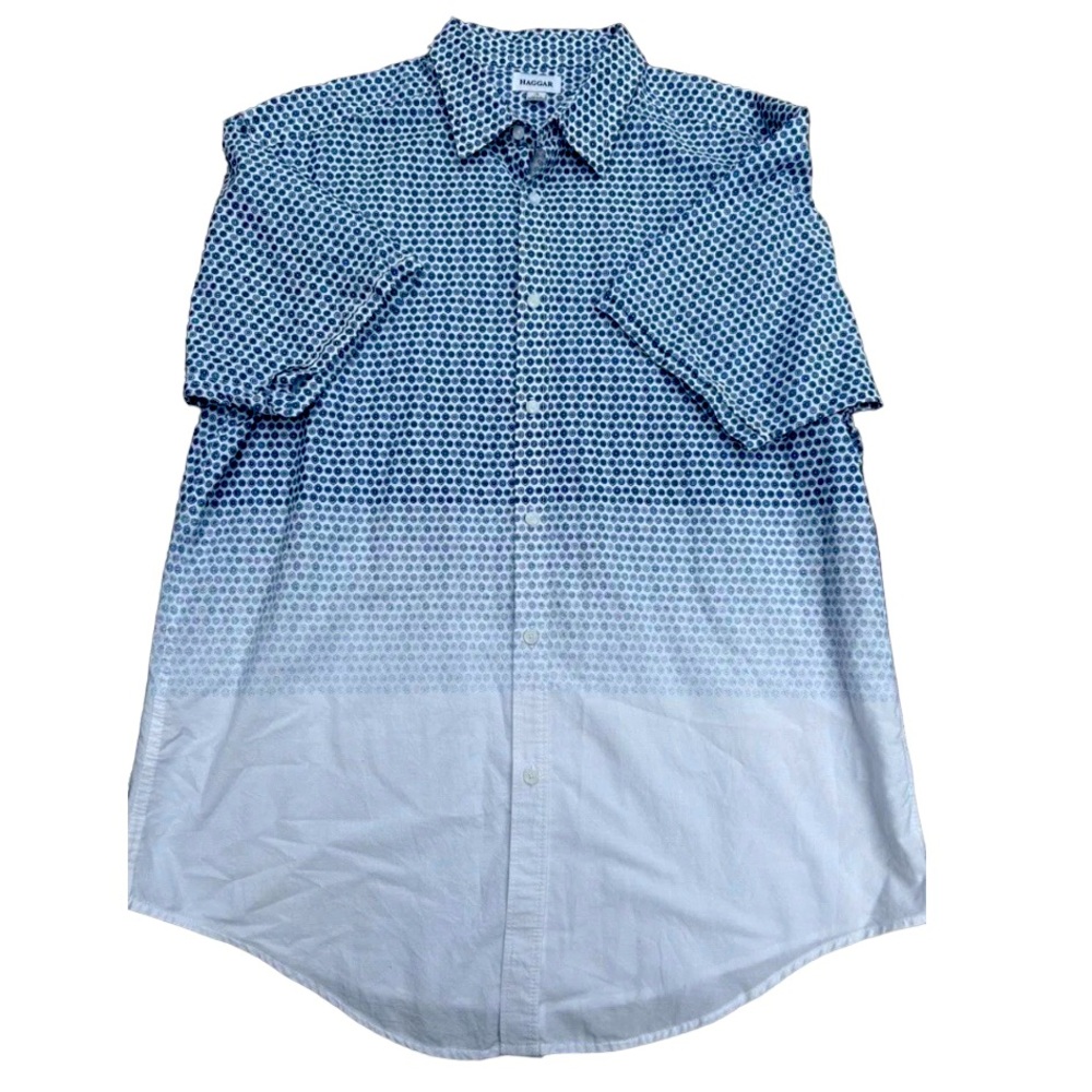 Haggar Blue/White Shirt L